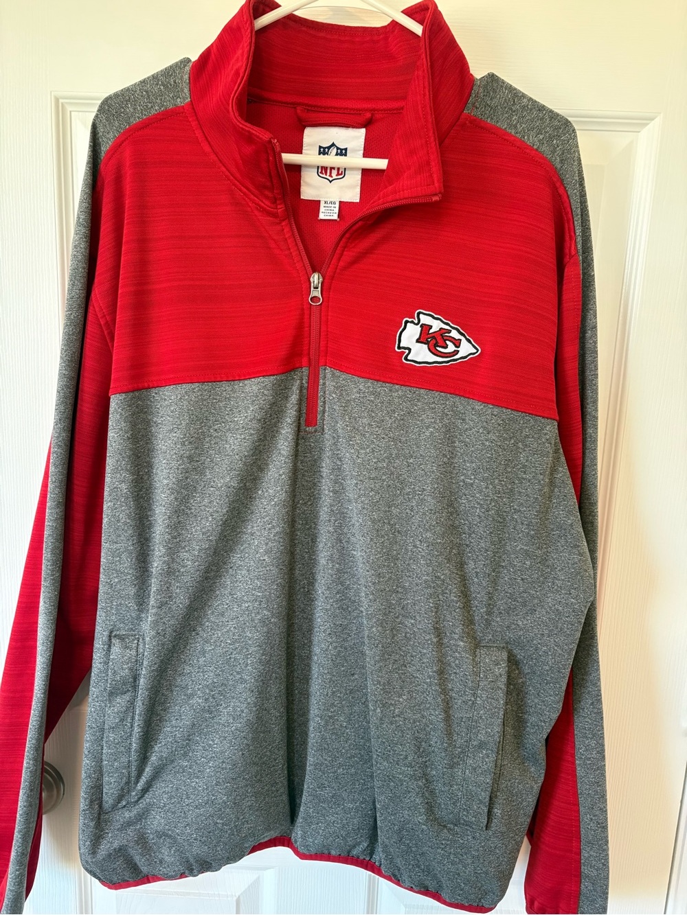 Kansas City Chiefs NFL 1/4 Zip Pullover Men’s XL Red Gray